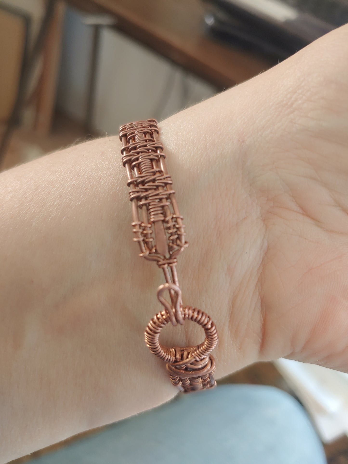 Woven copper bracelet - "Cheer Up Bitch"