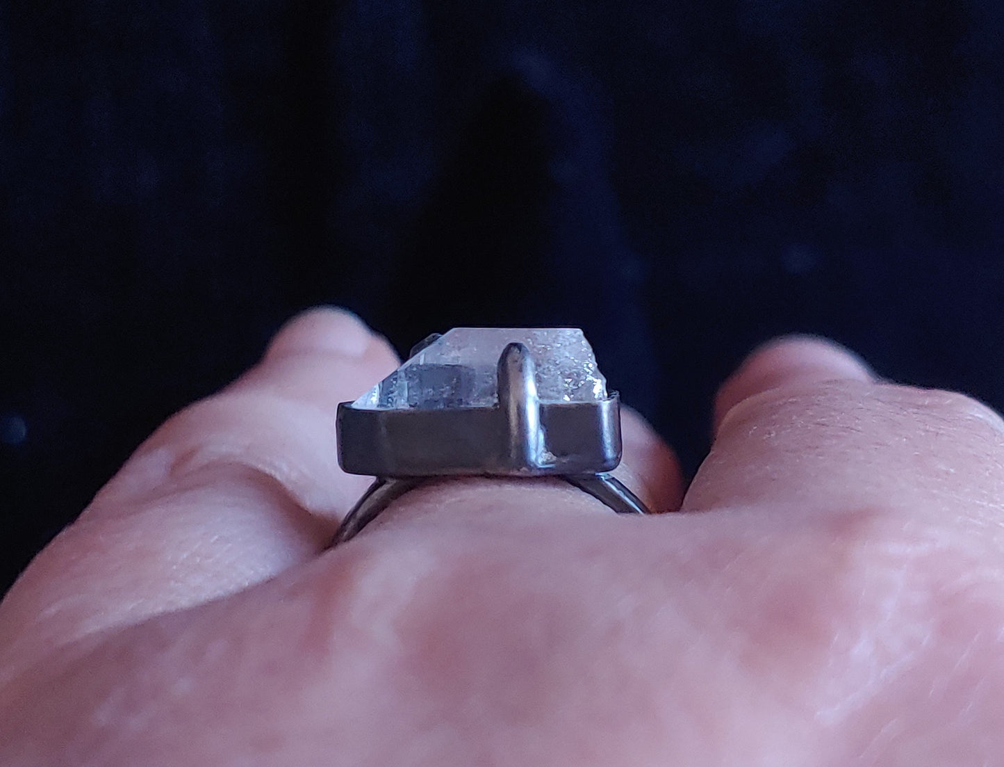 Blackened quartz point