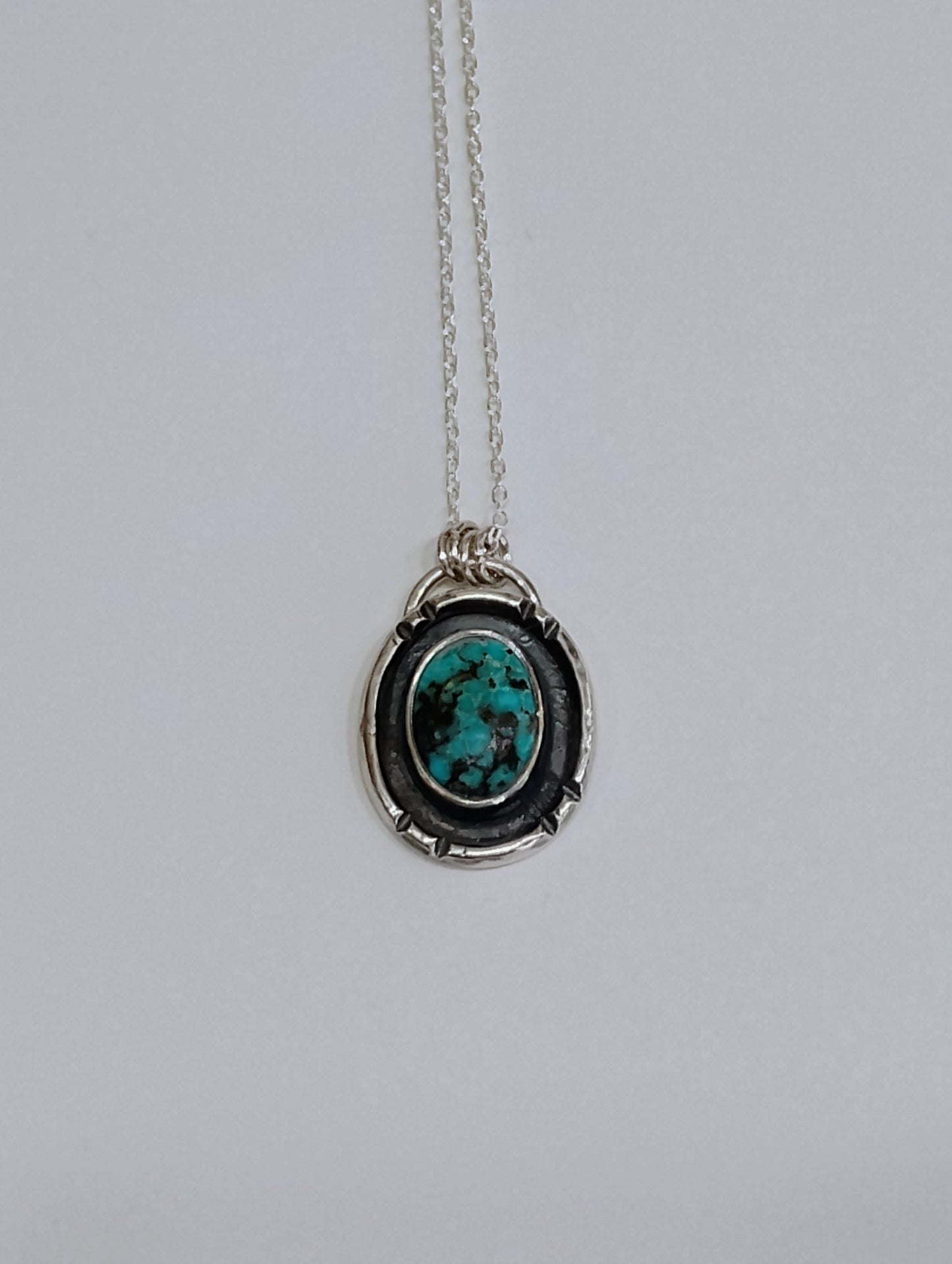 Turquoise shadowbox pendant