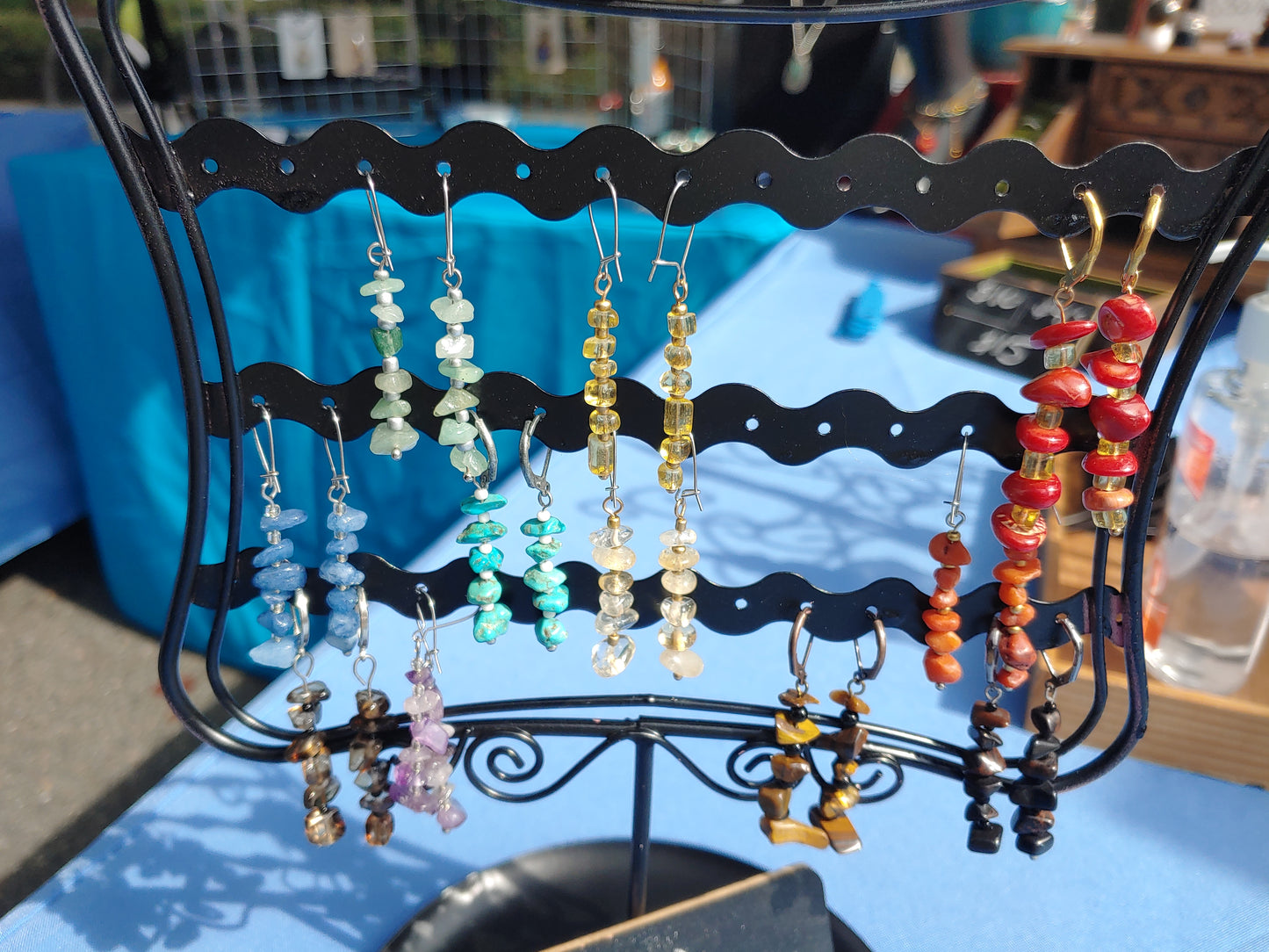 Crystal dangle earrings.