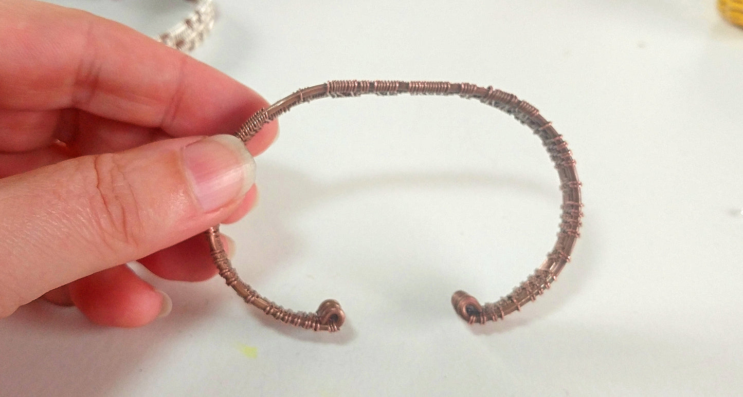 Woven copper cuff bracelet - "Keep Going"