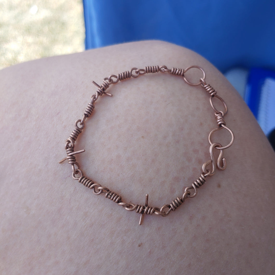 Barbed wire copper chain bracelet