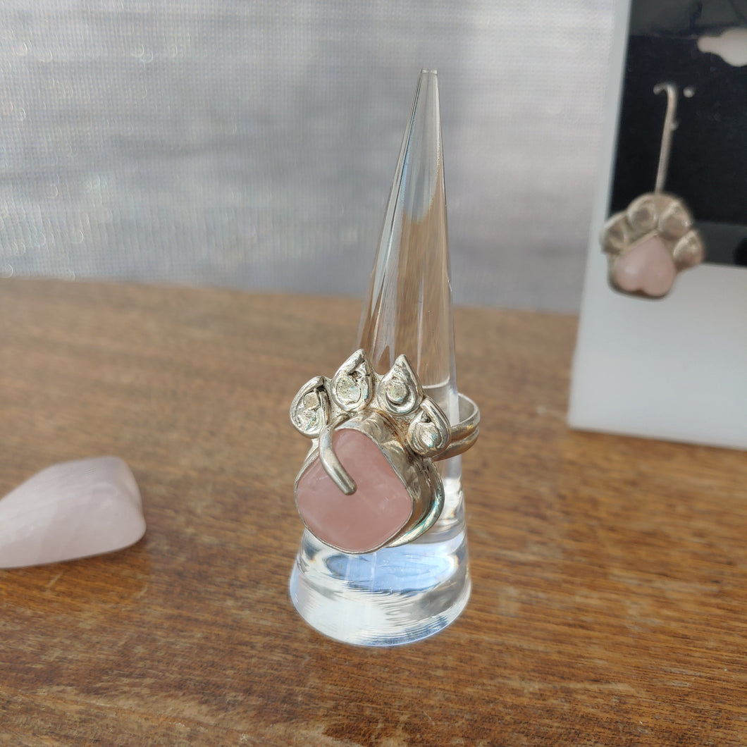 Rose Quartz Wolf Paw Ring