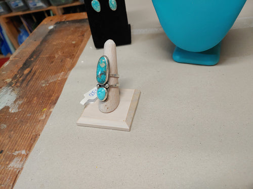 Large 2-stone turquoise ring
