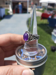 Silver braid Amethyst ring