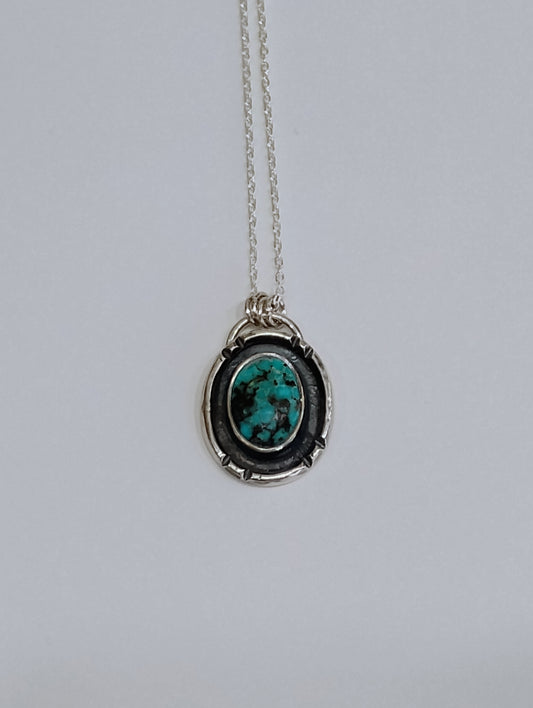Turquoise shadowbox pendant