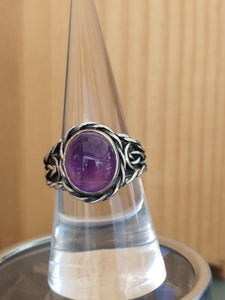 Silver braid Amethyst ring