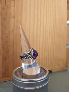 Silver braid Amethyst ring