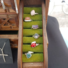 Load image into Gallery viewer, Adjustable sterling silver ring, prong set stone.
