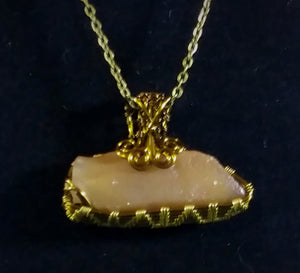 Sweetwater Agate Brass and Bronze Woven wrapped pendant