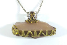 Load image into Gallery viewer, Sweetwater Agate Brass and Bronze Woven wrapped pendant