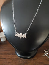 Load image into Gallery viewer, Batty Bat Necklace Textured Sterling Silver