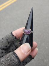 Load image into Gallery viewer, Adjustable sterling silver ring, prong set stone.