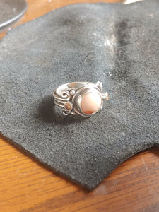 Renaissance Style Peach Agate Ring