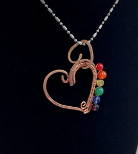 Rainbow Copper Heart Pendant