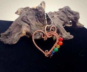 Rainbow Copper Heart Pendant