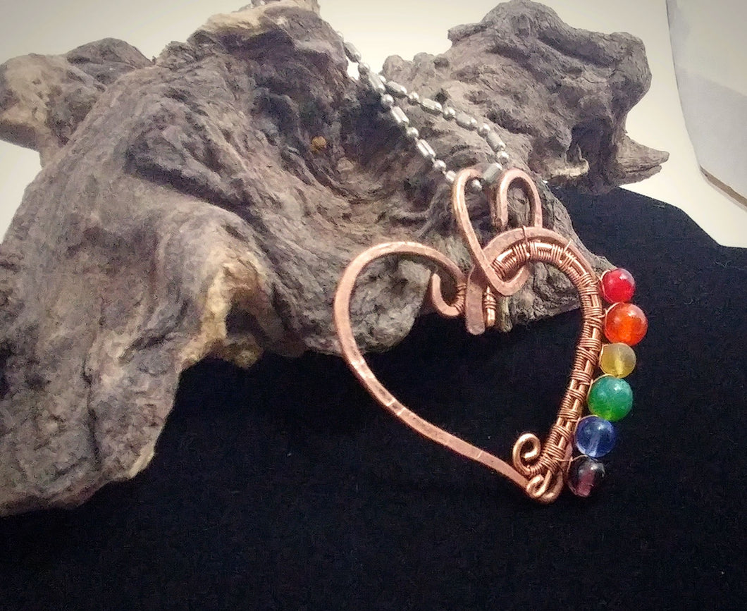 Rainbow Copper Heart Pendant