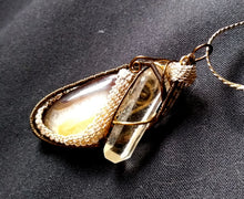 Load image into Gallery viewer, Root-Beer Float Agate and Quartz Crystal Pendant