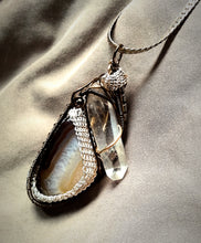 Load image into Gallery viewer, Root-Beer Float Agate and Quartz Crystal Pendant